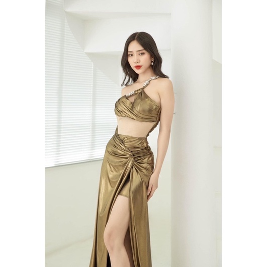 MS1307Y ĐẦM NHŨ ĐỒNG XOẮN EO XẺ ĐÙI KẾT