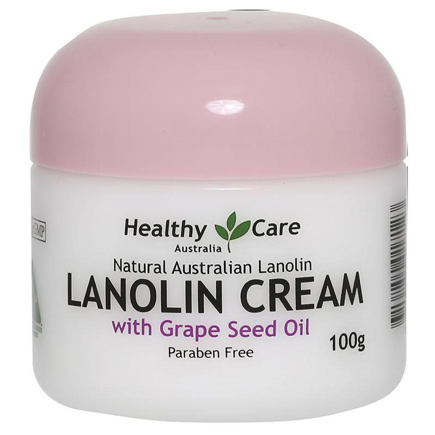 Kem dưỡng da nhau thai cừu & tinh chất hạt nho Healthy Care Lanolin Cream With Grape Seed Oil 100g