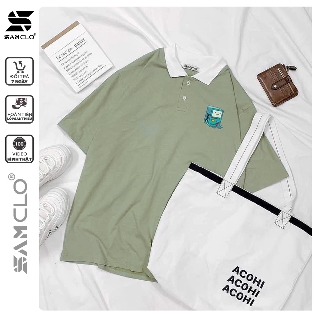 Áo thun Polo tay lỡ form rộng nữ SAM CLO phông freesize unisex mặc đi học, nhóm, lớp in hình máy chơi game