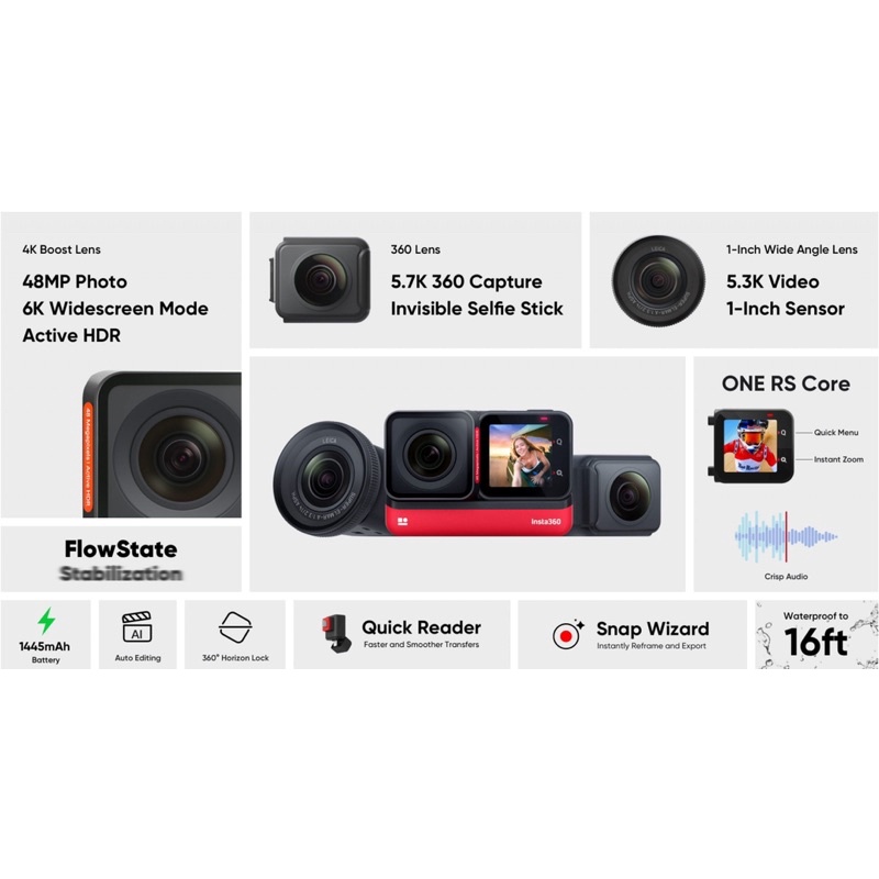 Camera INSTA360 One RS Twin Edition – 4K Edition 1-Inch Edition - Máy Quay Phim Hành Động Insta360 One RS