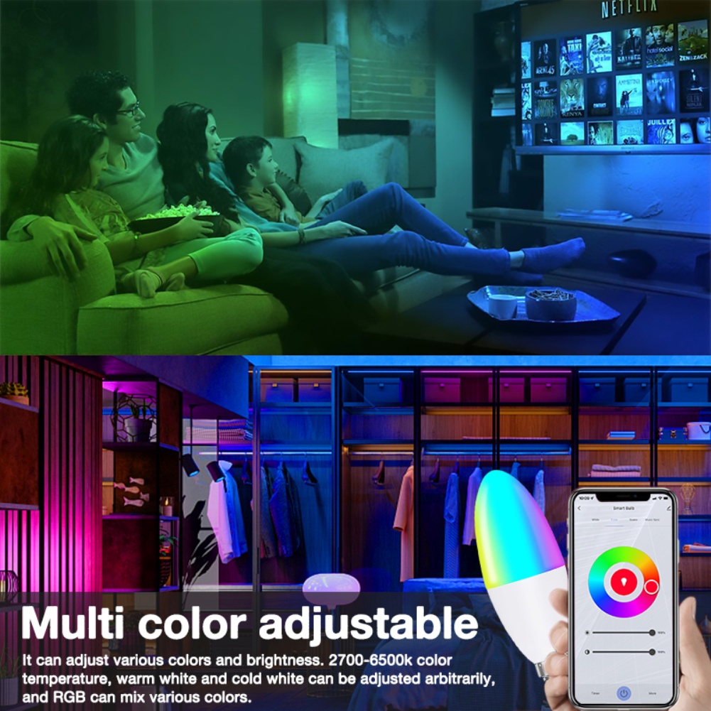 GOOGLE Bóng Đèn LED Thông Minh WiFi E14 Candelabra RGB Yandex Alice 100-240V Điều Khiển Bằng Giọng Nói Tiện Dụng