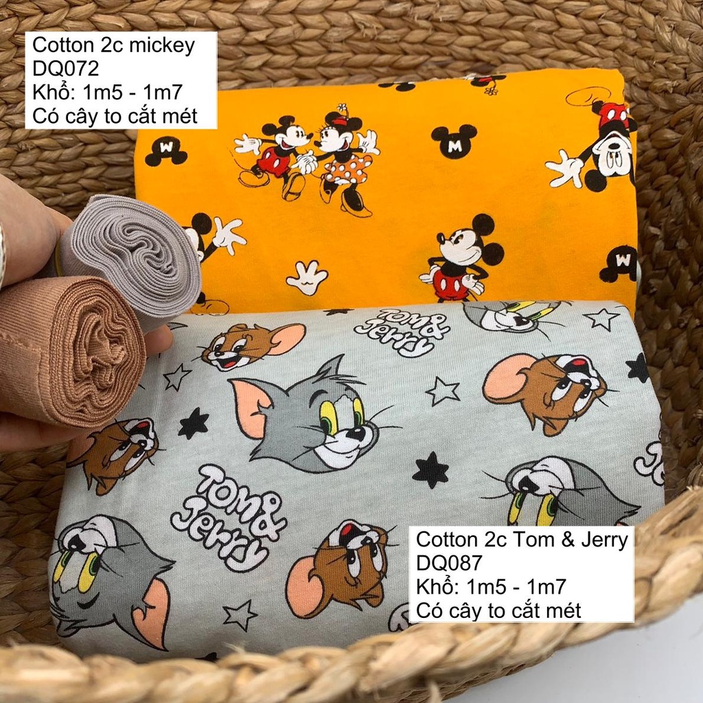 [Vải cotton họa tiết] co giãn 2 chiều mỏng may hè - cho mẹ và bé