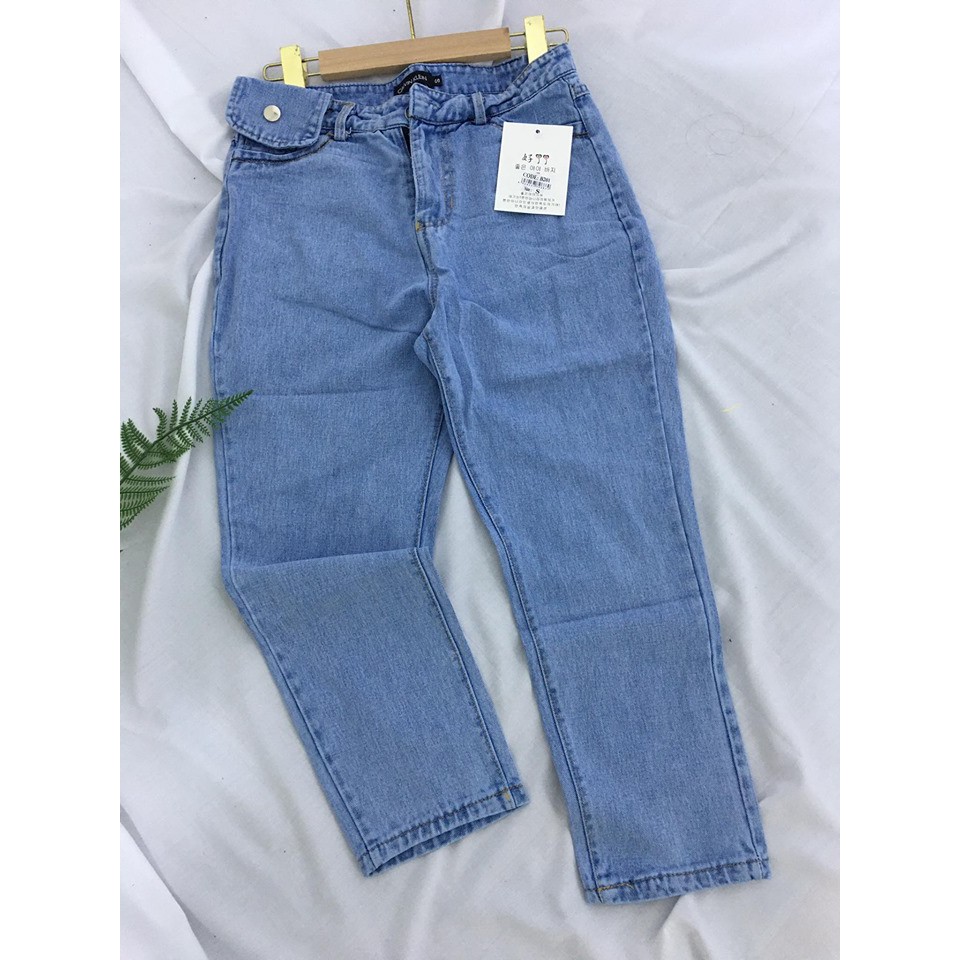 Quần baggy bò Shynstores - quần jeans nắp túi lưng cao vải đẹp freeship