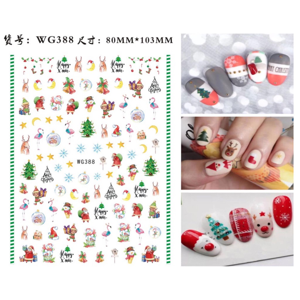 Sticker Ông Già Noel, Bông Tuyết Mẫu Mới- Trang Trí Móng Nail Nghệ Thuật Mùa Giáng Sinh 2021