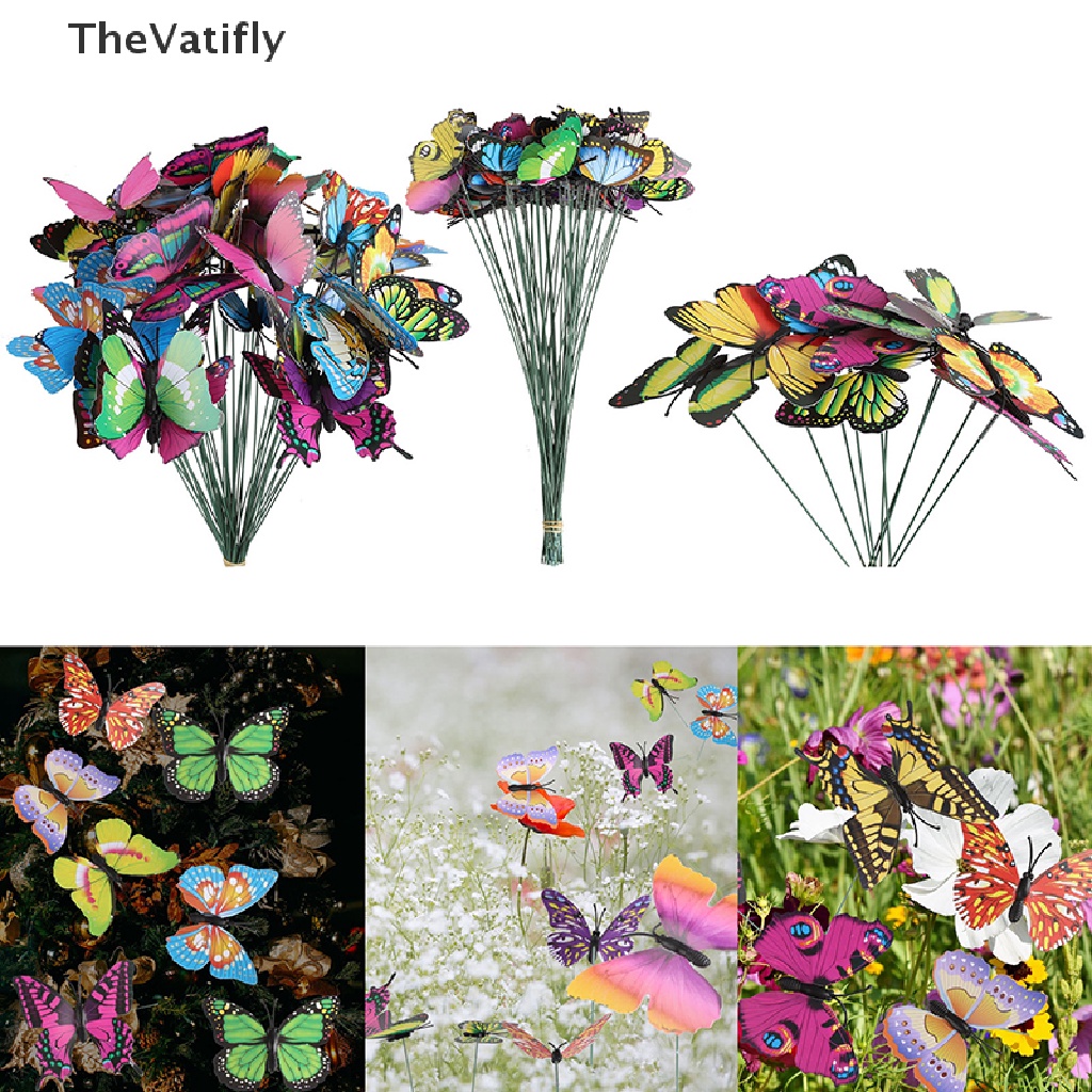 [Thevalifly] Set 25 Chậu Cây Hình Bướm Nhiều Màu Trang Trí Sân Vườn Ngoài Trời