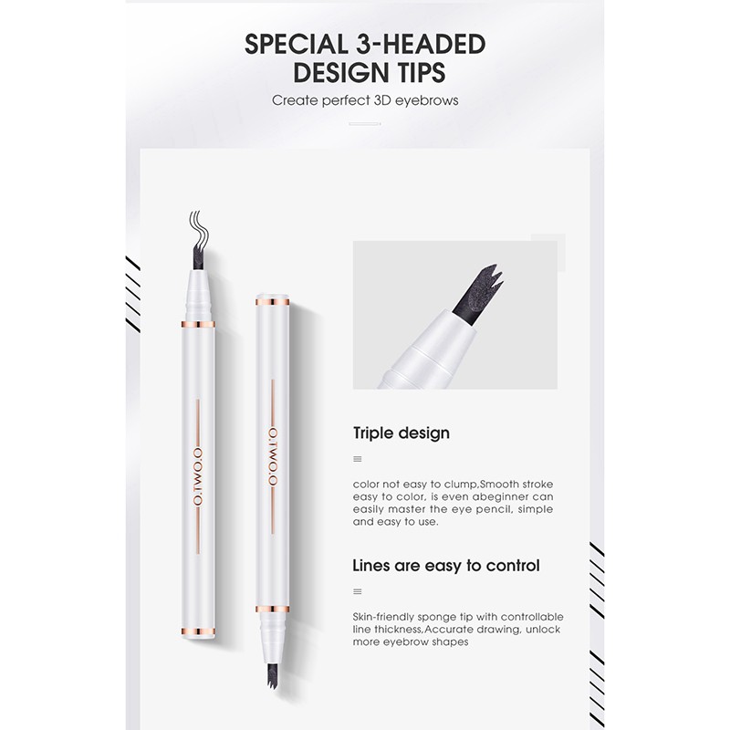 (Hàng Mới Về) Bút Kẻ Lông Mày Dạng Lỏng O.Two.O Thiết Kế 3 Ngòi Chống Thấm Nước Lâu Trôi Trang Điểm Tự Nhiên | BigBuy360 - bigbuy360.vn