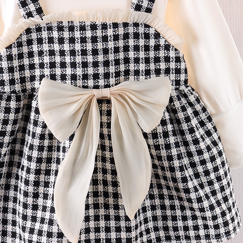 Đầm Tay Dài Phối Nơ Phong Cách Thời Trang Hàn Quốc Dành Cho Bé Gái 0-4 Tuổi