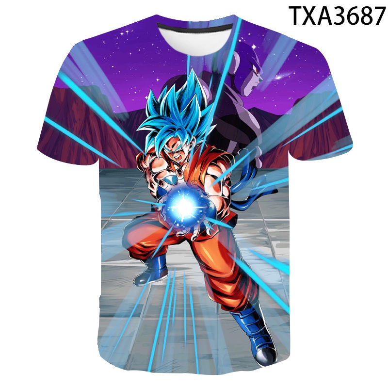 Áo Thun Tay Ngắn In Hình Goku Thời Trang Mùa Hè Cho Bé Trai Và Gái