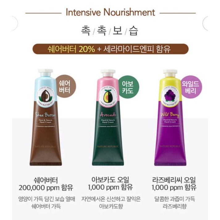 Kem dưỡng da tay Nature Republic Hand Cream 30/100ML