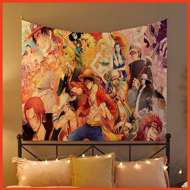 [Tặng kèm Đèn nháy 5m+móc treo] Thảm Treo Tường Hình Anime One Piece trang trí decor phòng NR