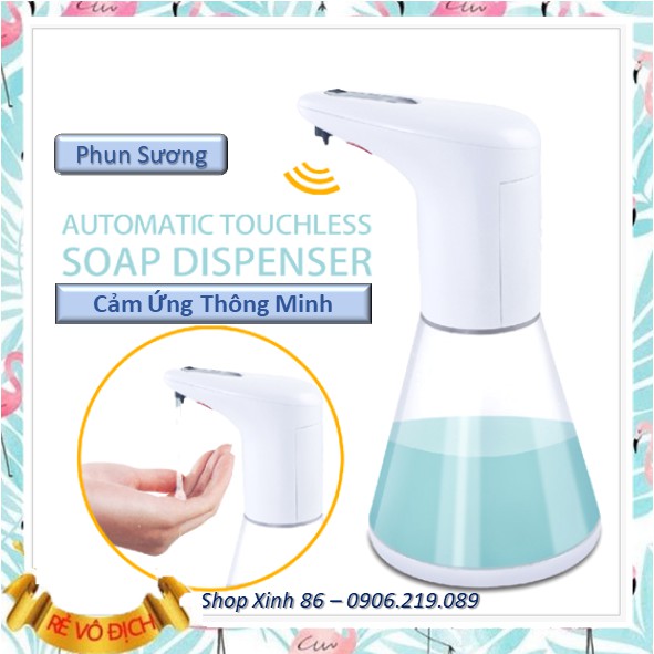 Máy Rửa Tay Cảm Biến Tự Động Phun Sương Dùng Cồn Nước Sát Khuẩn Dung Tích 480ml