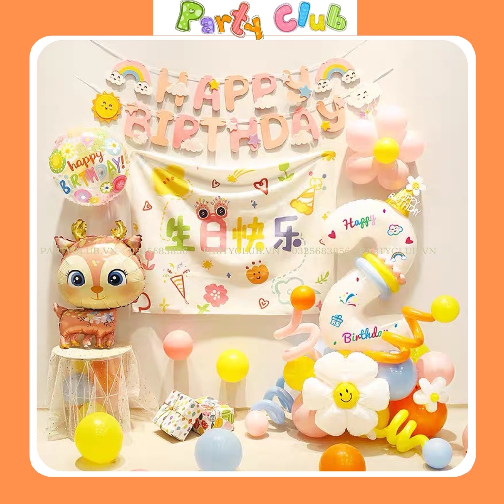 Bong bóng bay hình hươu hoa trang trí sinh nhật