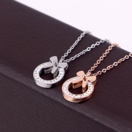 Dây Chuyền Titan Ko Đen Mặt Tròn Đính Nơ TT 2804