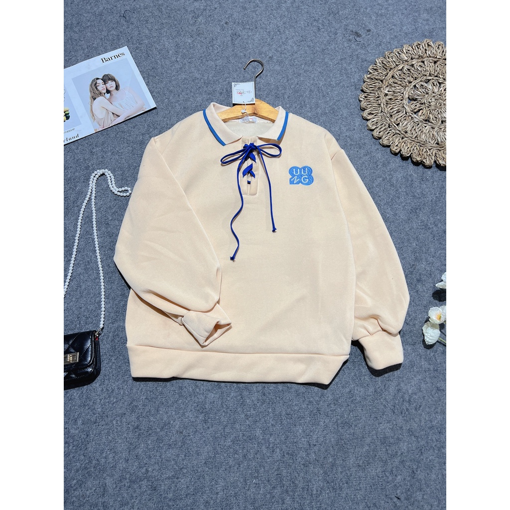 Áo thun polo dài tay có dây ở cổ siêu hot chuẩn trend.Form rộng y hình chất nỉ xịn mịn nam nữ đầu au to