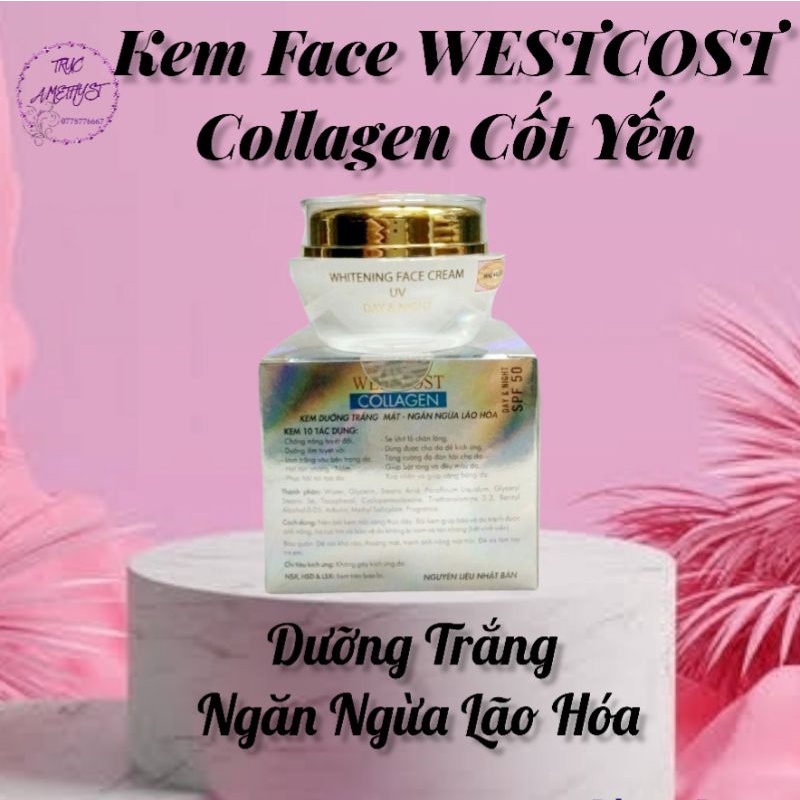 KEM DƯỠNG TRẮNG DA WESTCOST BỔ SUNG COLLAGEN CỐT YẾN NGĂN NGỪA LÃO HÓA