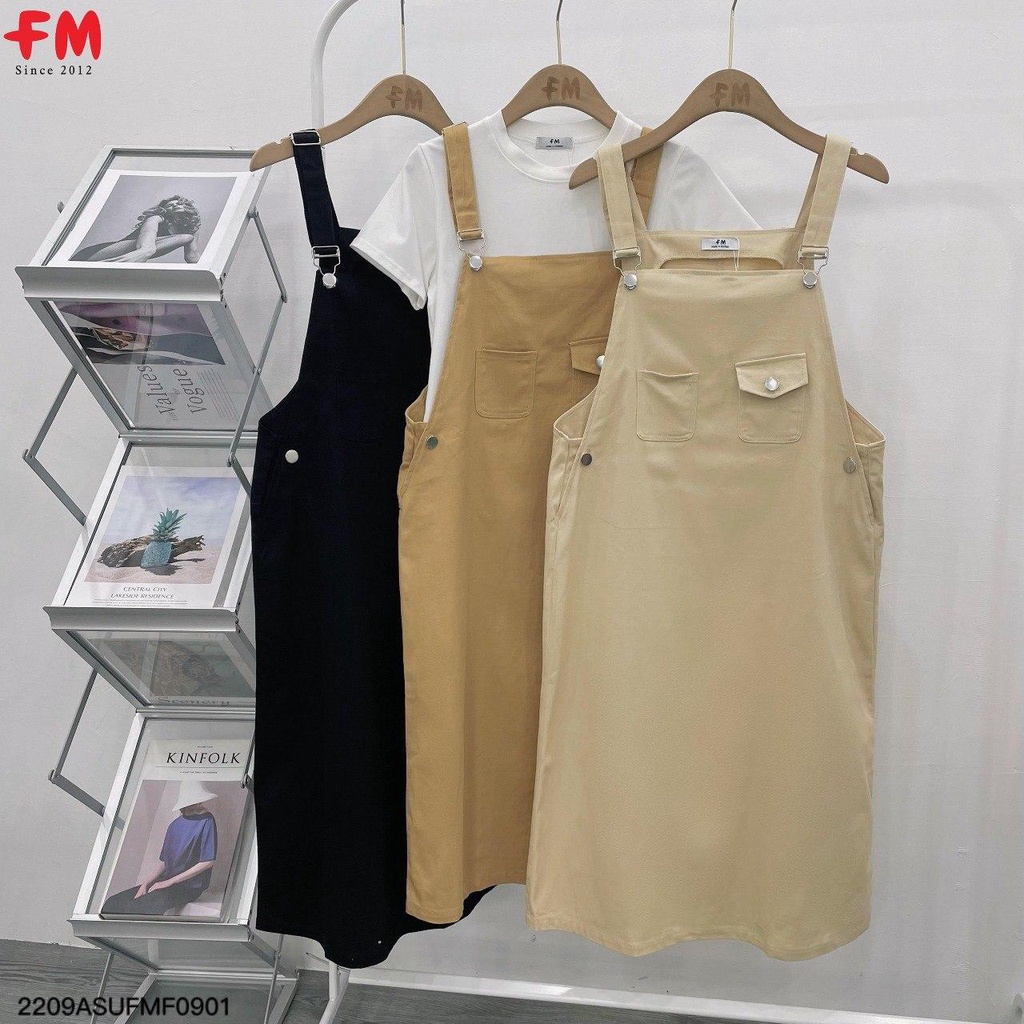 Yếm nữ dáng dài FM Style phối túi nắp vuông đính nút chất kaki dày dặn thời trang Hàn Quốc 208250032