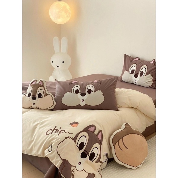 Set Chăn Ga Cotton Linen IGUN BEDDING Hoạt Hình Cao Cấp Tặng Kèm Gối Bông