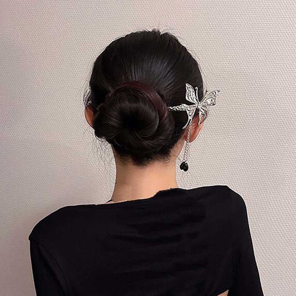 Trâm Cài Tóc Hình Bướm Đính Hạt Và Tua Rua Phong Cách Retro Thanh Lịch