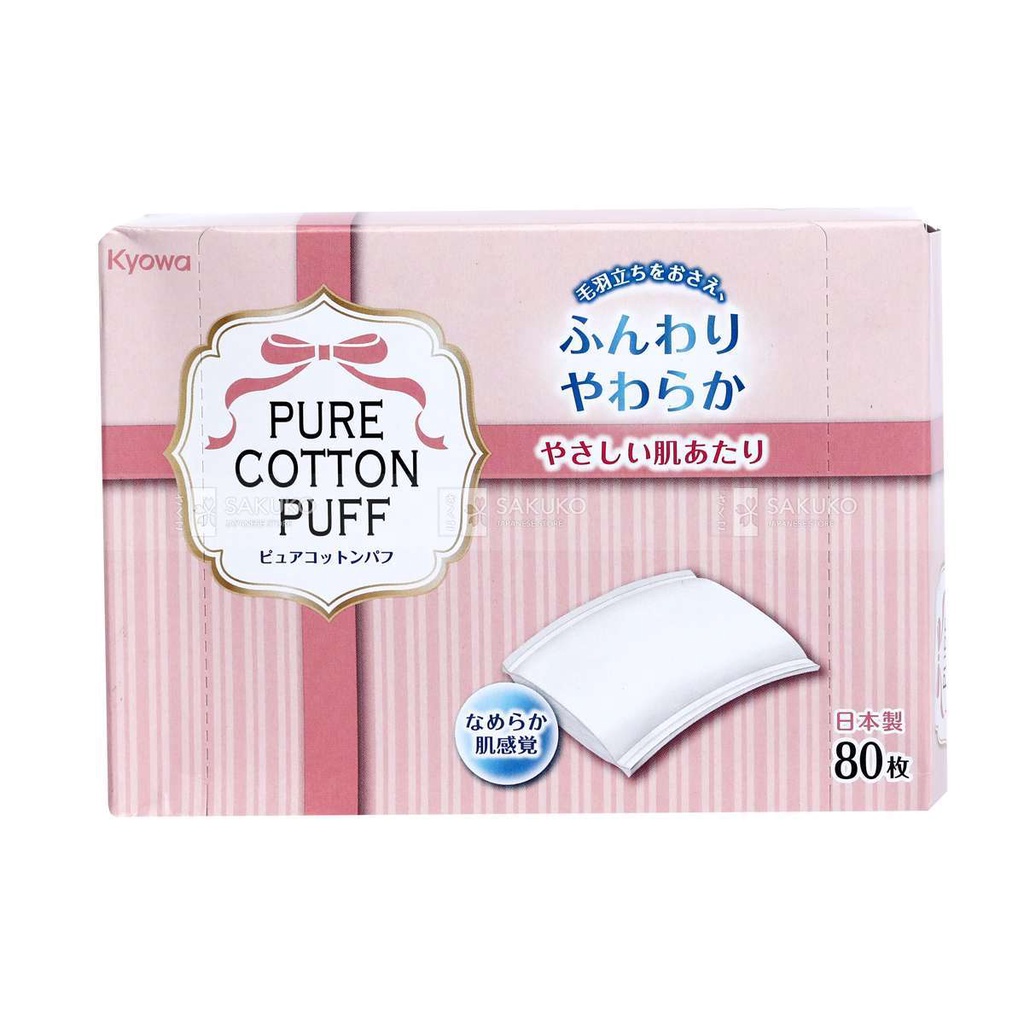 Set 80 miếng Bông tẩy trang Kyowa Nhật Bản Pure Cotton Puff (made in Japan)