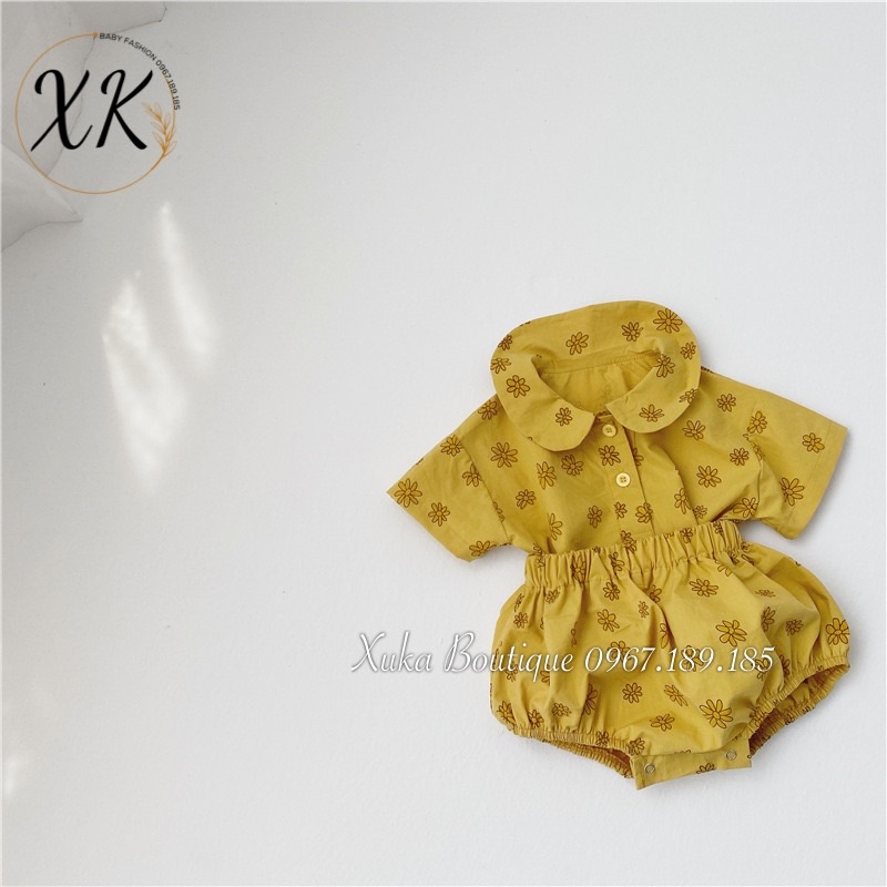 Bộ Quần Áo Cộc Tay Bé Gái 0-2 Tuổi Xuka Boutique Set Bộ Bé Gái Mùa Hè 2022