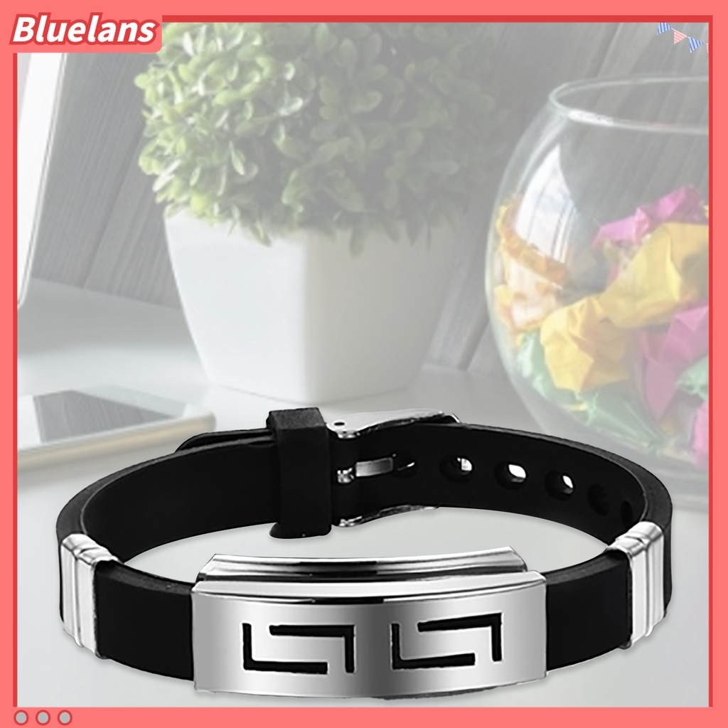 Vòng Tay Cao Su Phối Thép Không Gỉ Thời Trang Cho Nam