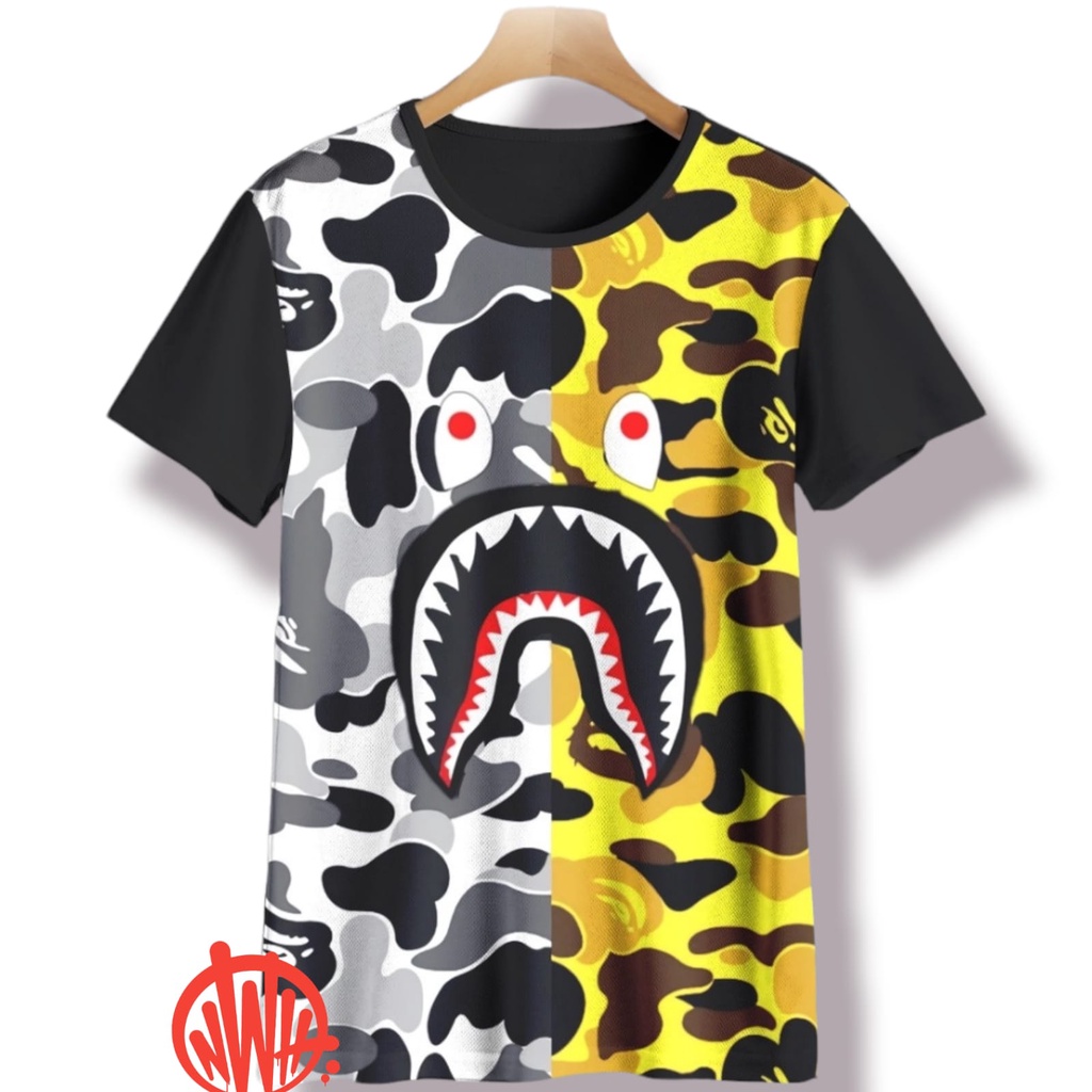 Áo Thun In Hình Cá Mập Bape 3D Thời Trang Dành Cho Bé Trai 3 4 5 6 7 8 9 10 12 13 14 2022