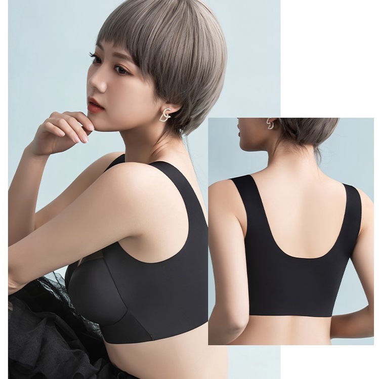 Áo Ngực Thể Thao Không Gọng Vải Lụa Lạnh Mỏng Cúp Ngực Cố Định Phong Cách Mới