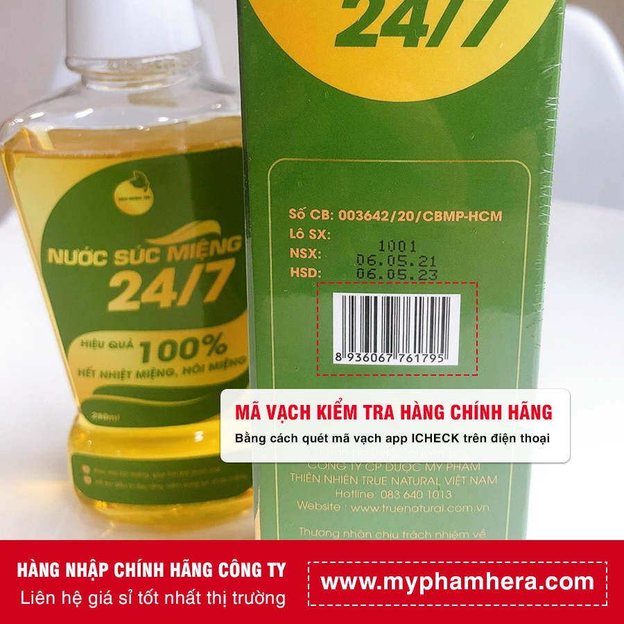 Nước Súc Miệng 247 - Chính Hãng True Natural - Nước Súc Miệng Thảo Mộc Bách Hương Tán 24/7