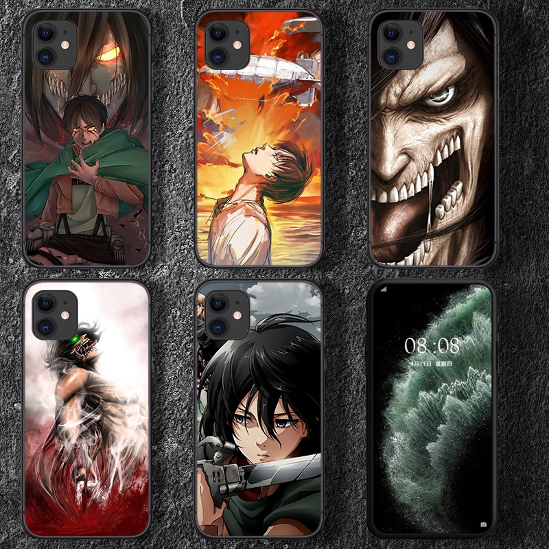 Ốp điện thoại in hình Eren Yeager Shingeki cho iPhone 6 6S 7 8 Plus X XS XR 11 Pro Max
