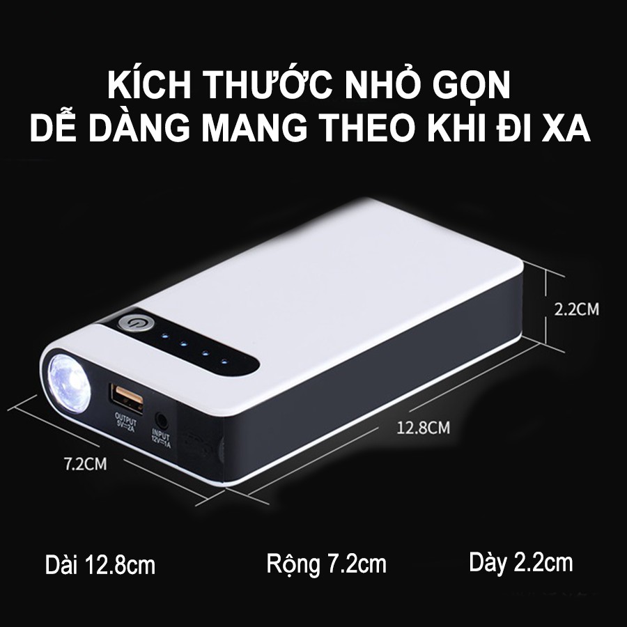 Bộ Kích Nổ Ô Tô Dung Lượng Lớn [20.000 mAh], Kết Hợp Sạc Dự Phòng Cho Thiết Bị Di Động Tự Ngắt Khi Đầy