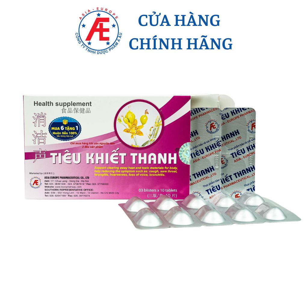 Tiêu khiết thanh hỗ trợ giảm khản tiếng, đau họng từ thảo dược DƯỢC PHẨM Á ÂU hộp 30 viên