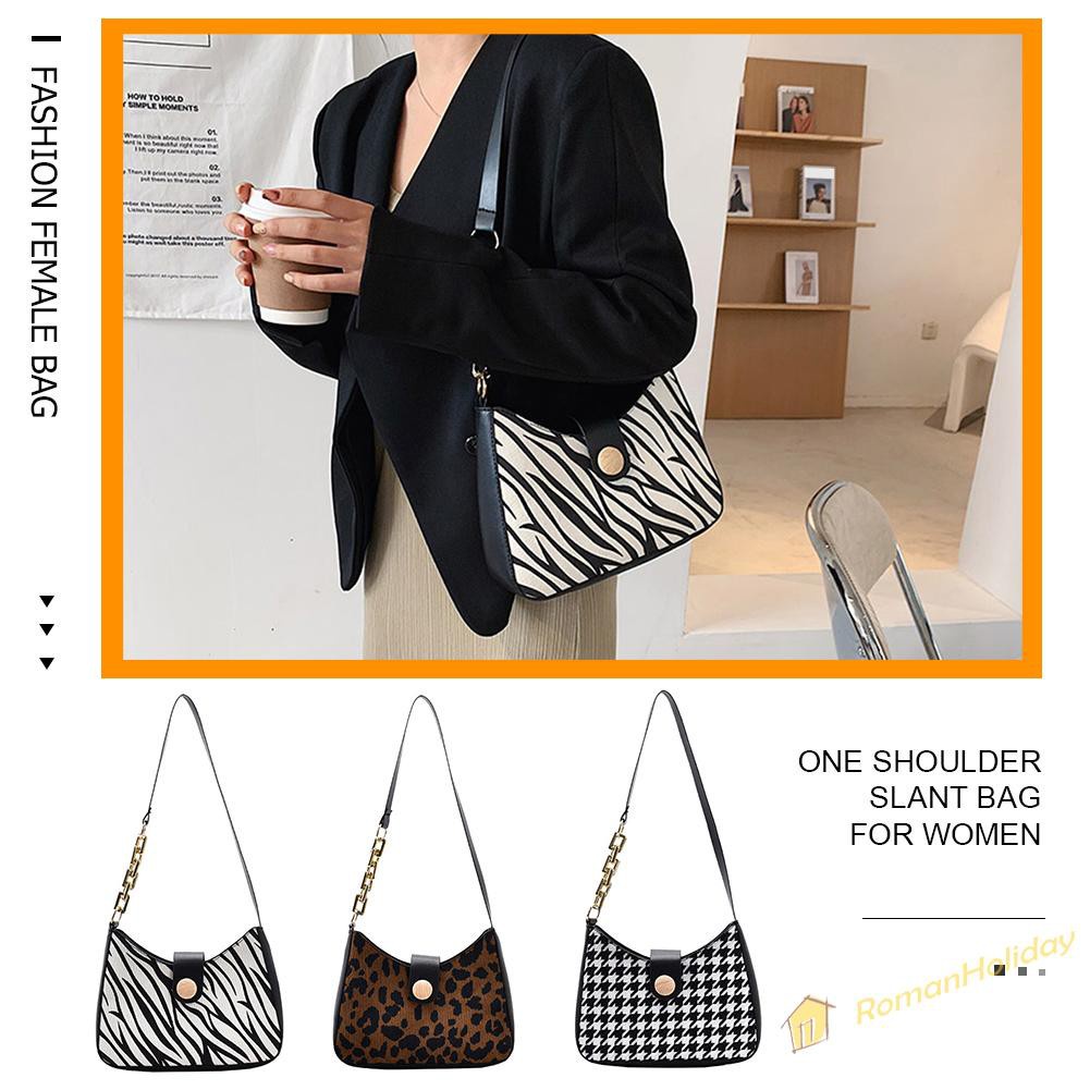 【On Sale】Vintage Animal Pattern PU Shoulder Totes Women Chain Top-handle Bag Hobo