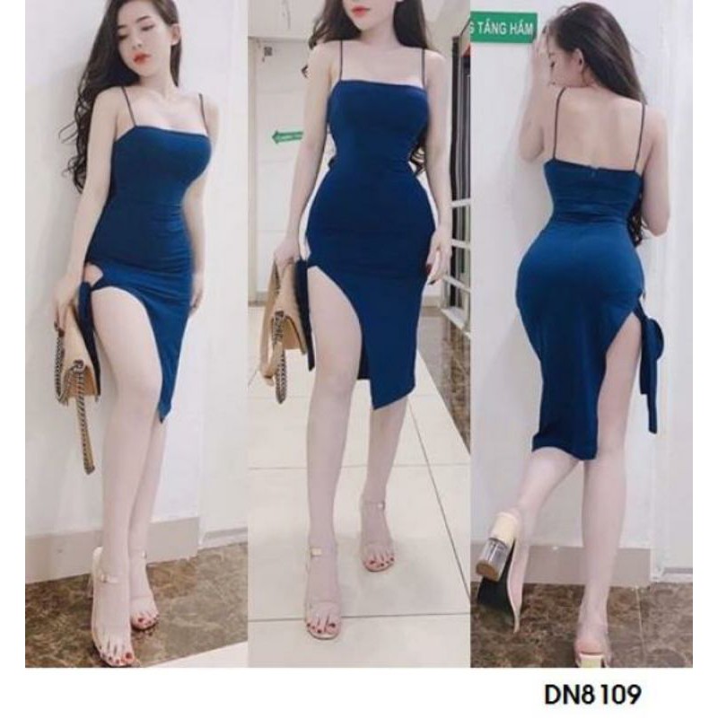 Đầm body cúp 2 dây sexy cột nơ