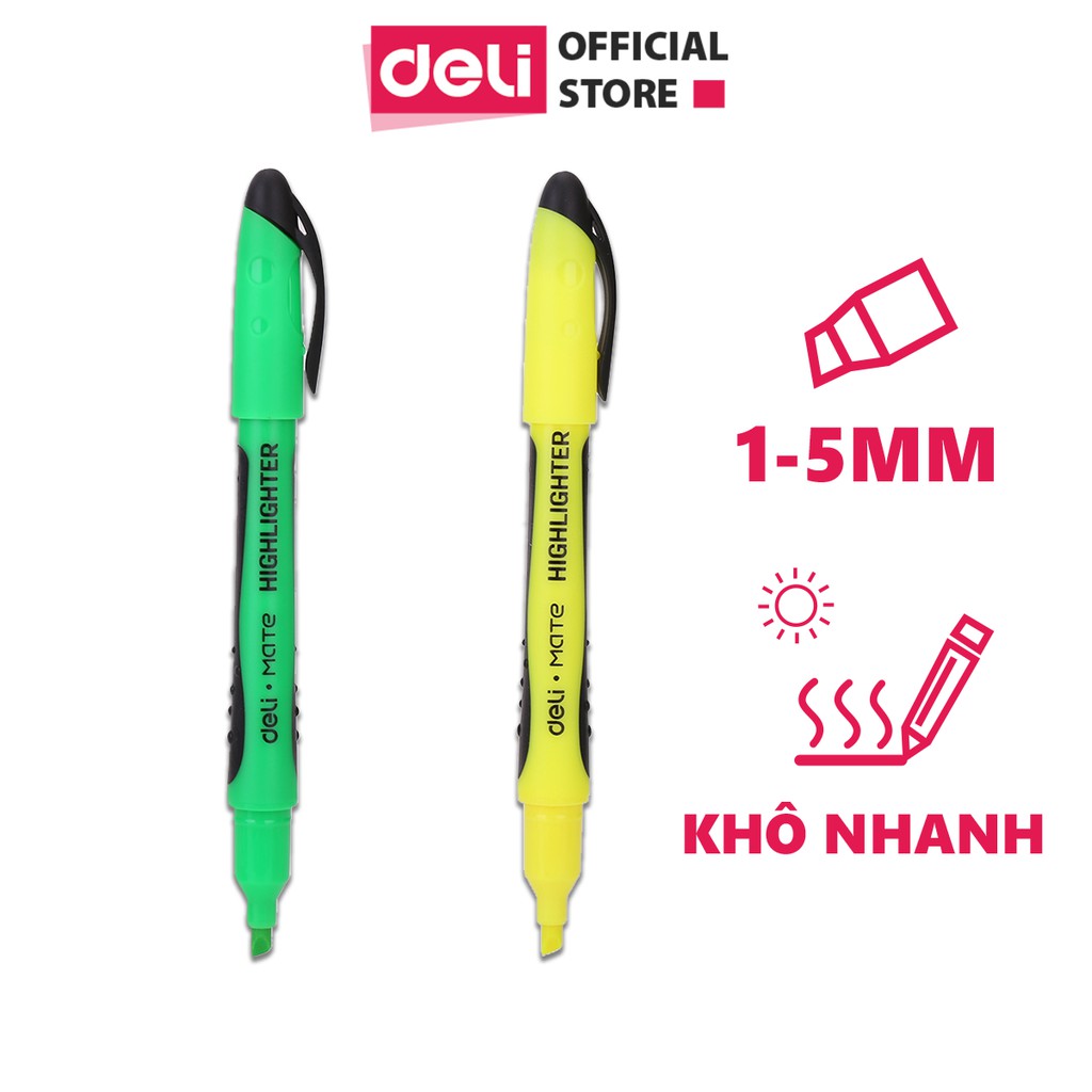 Bút nhấn dòng Deli 2 màu Xanh/Vàng - EU35150/EU35170