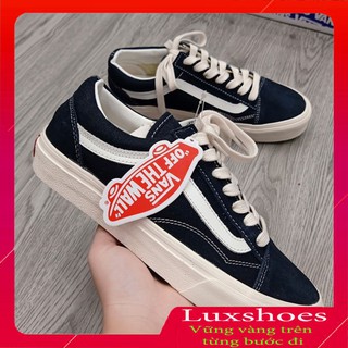 [Hot Trend] Giày thể thao van đen kẻ tráng nhung ni cao cấp - Luxshoes