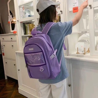 Có sẵn - tặng kèm tất gân trắng / Balo tím ulzzang