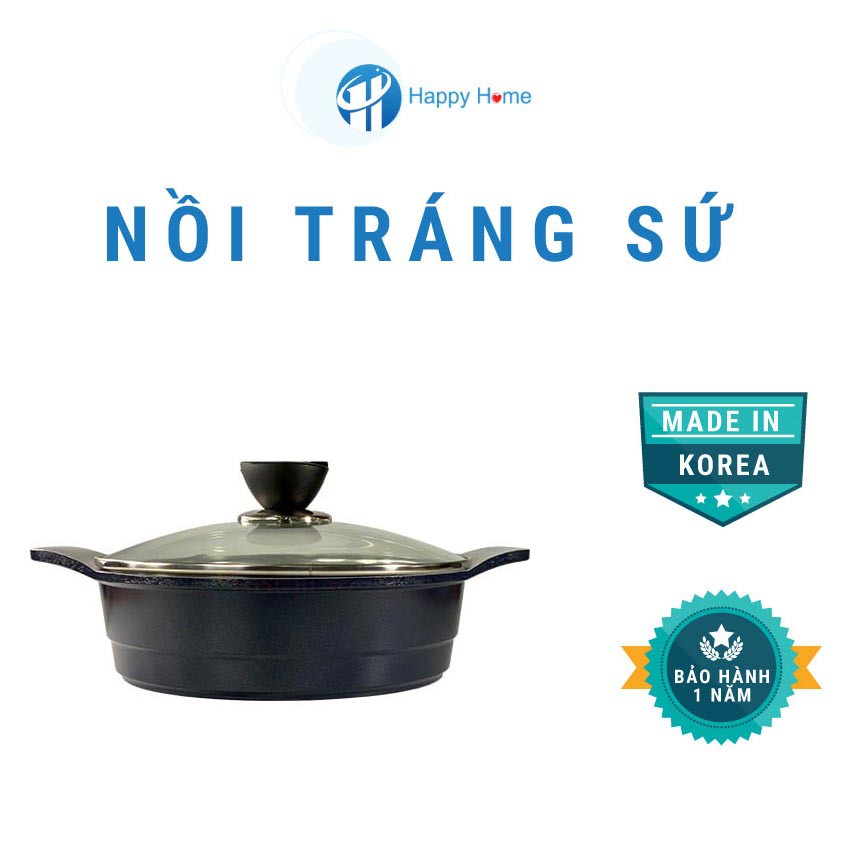 Nồi Orsay tráng sứ phủ Ceramic Happy Home Pro đường kính 24cm dung bếp từ - Made in Korea