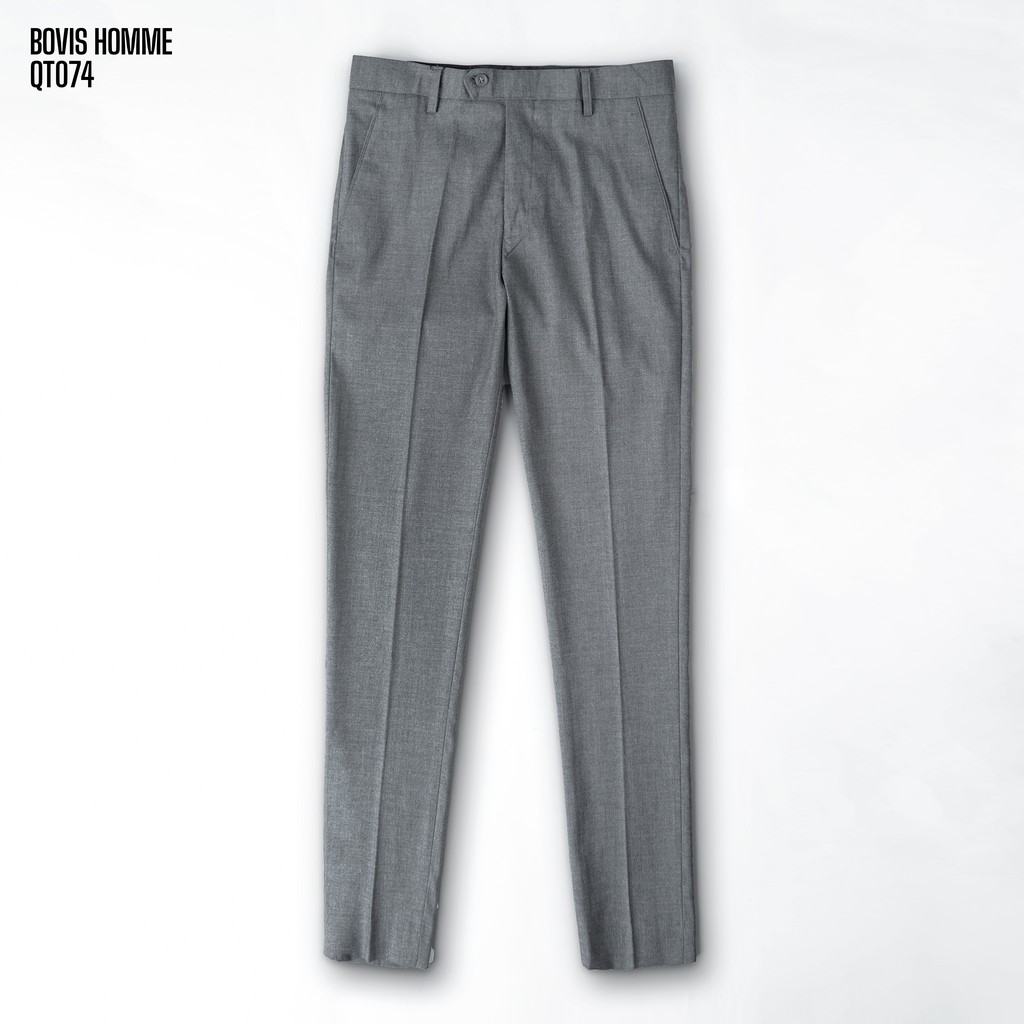 Quần tây nam Bovis Homme, mã QT074, màu xám, form slim, chất liệu 95% cotton 5% spandex, mặt vải dày dặn, đứng form