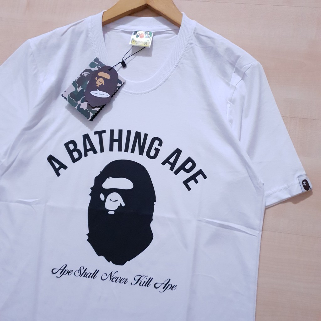 Bape Áo Sơ Mi Trắng In Hình Đầu Nhân Vật Shall Never Kill Ape Cá Tính