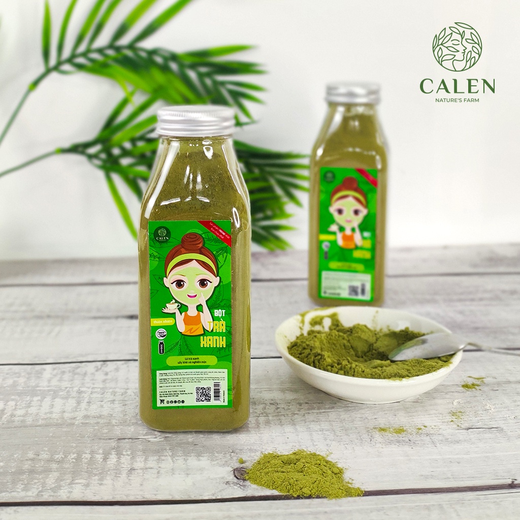 Bột trà xanh hữu cơ,mặt nạ trà xanh CALEN đắp mặt nguyên chất 100% giúp tẩy da chết dưỡng trắng da
