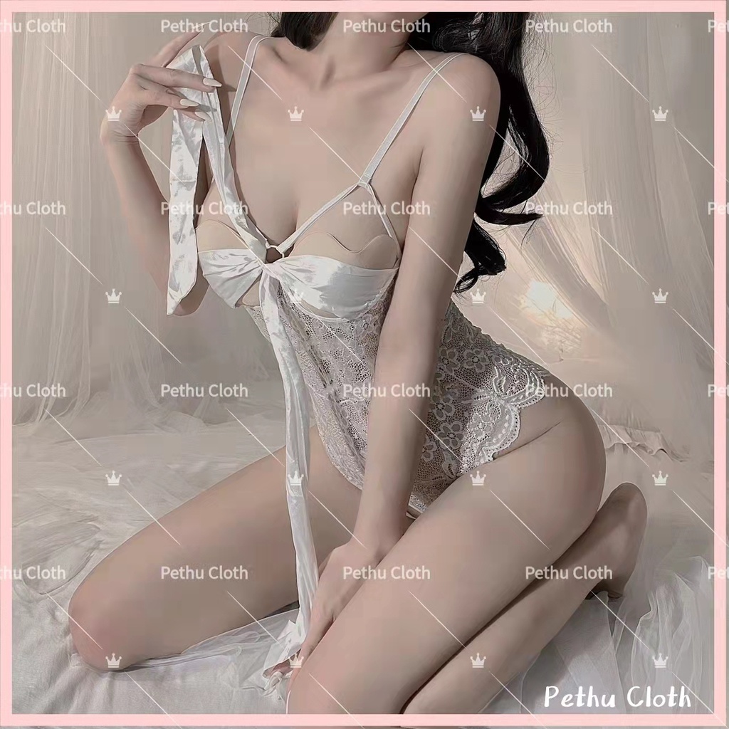 （Q1,HCM）Đồ Ngủ Sexy ren nữ Bodysuit yếm dập ly chất liệu mềm mịn mát kèm quần ren gợi cảm--008