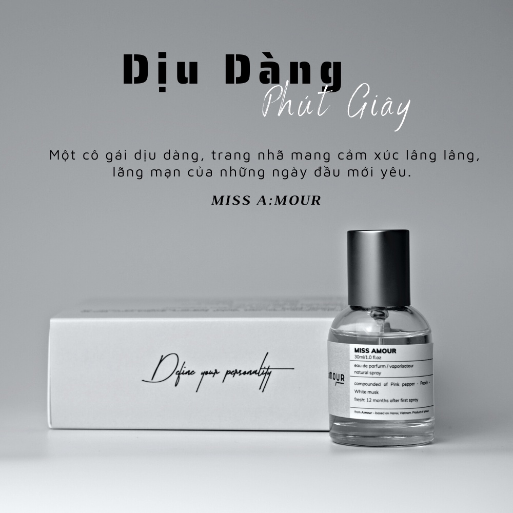 Nước Hoa Nữ Miss Amour Nguyên Liệu Nhập Pháp Hương Thơm Dịu Dàng Nữ Tính, Thanh lịch Quý Phái 30ml - Dạng Xịt