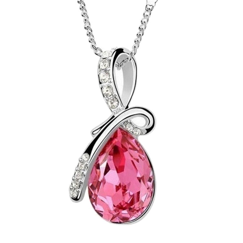 Dây Chuyền Mặt Đá Zircon Xanh Hình Giọt Nước Thời Trang