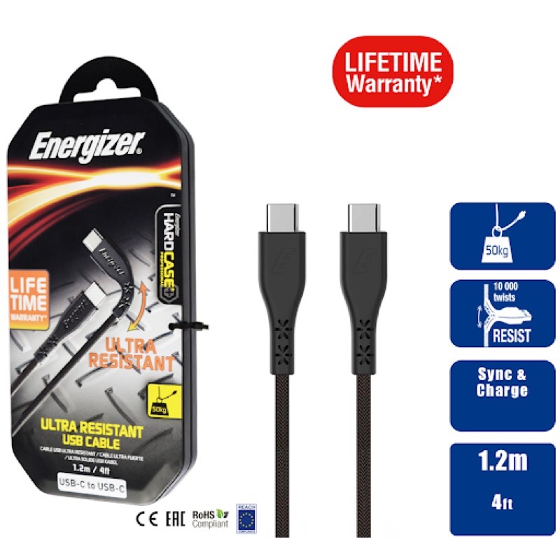Cáp USB-C-C2.0 LW Energizer 1.2m - C41C2CG