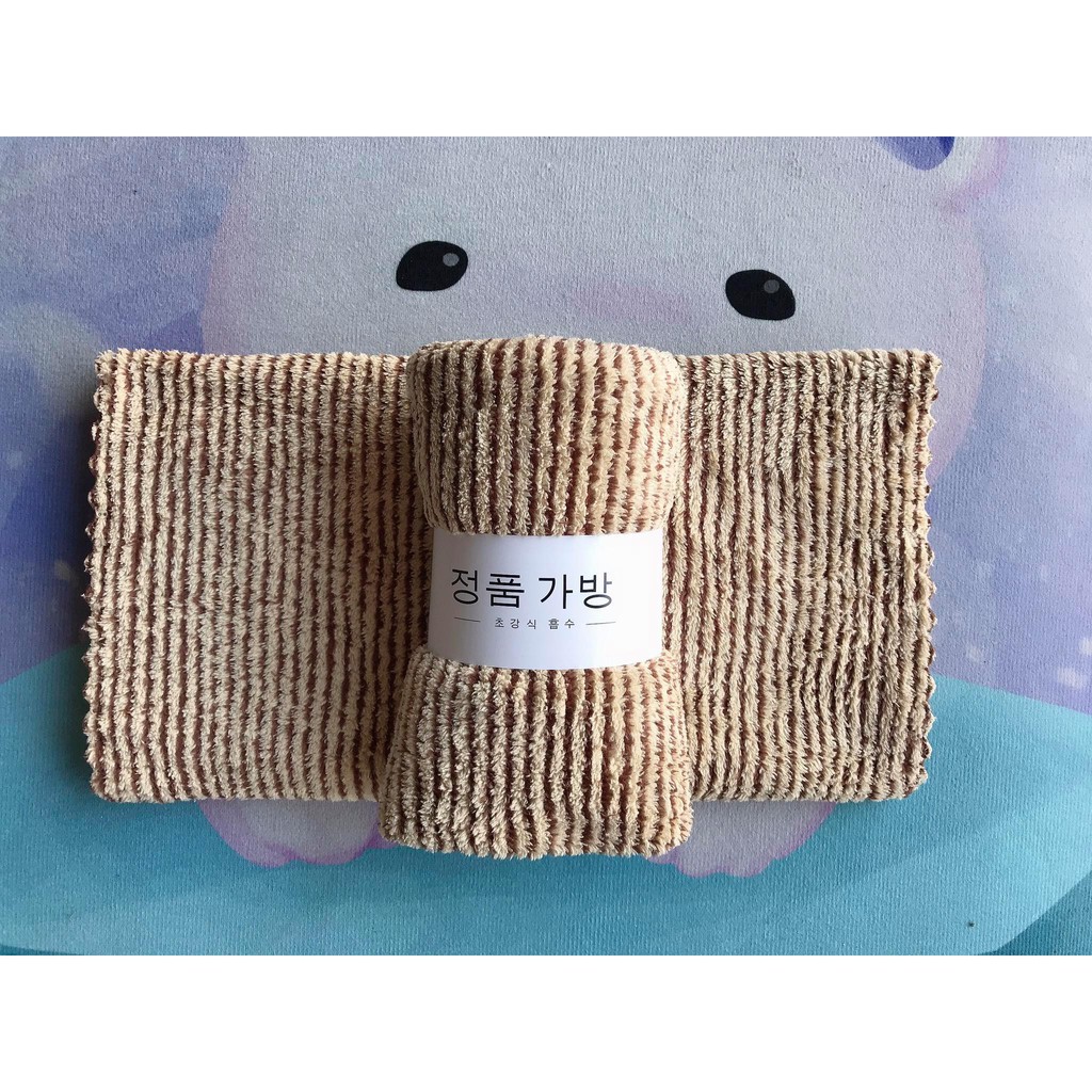 Khăn Mặt Sọc Tăm, Khăn Cuộn Hàn Quốc 30x50cm, Mềm Mịn, Thấm Hút Nước Tốt