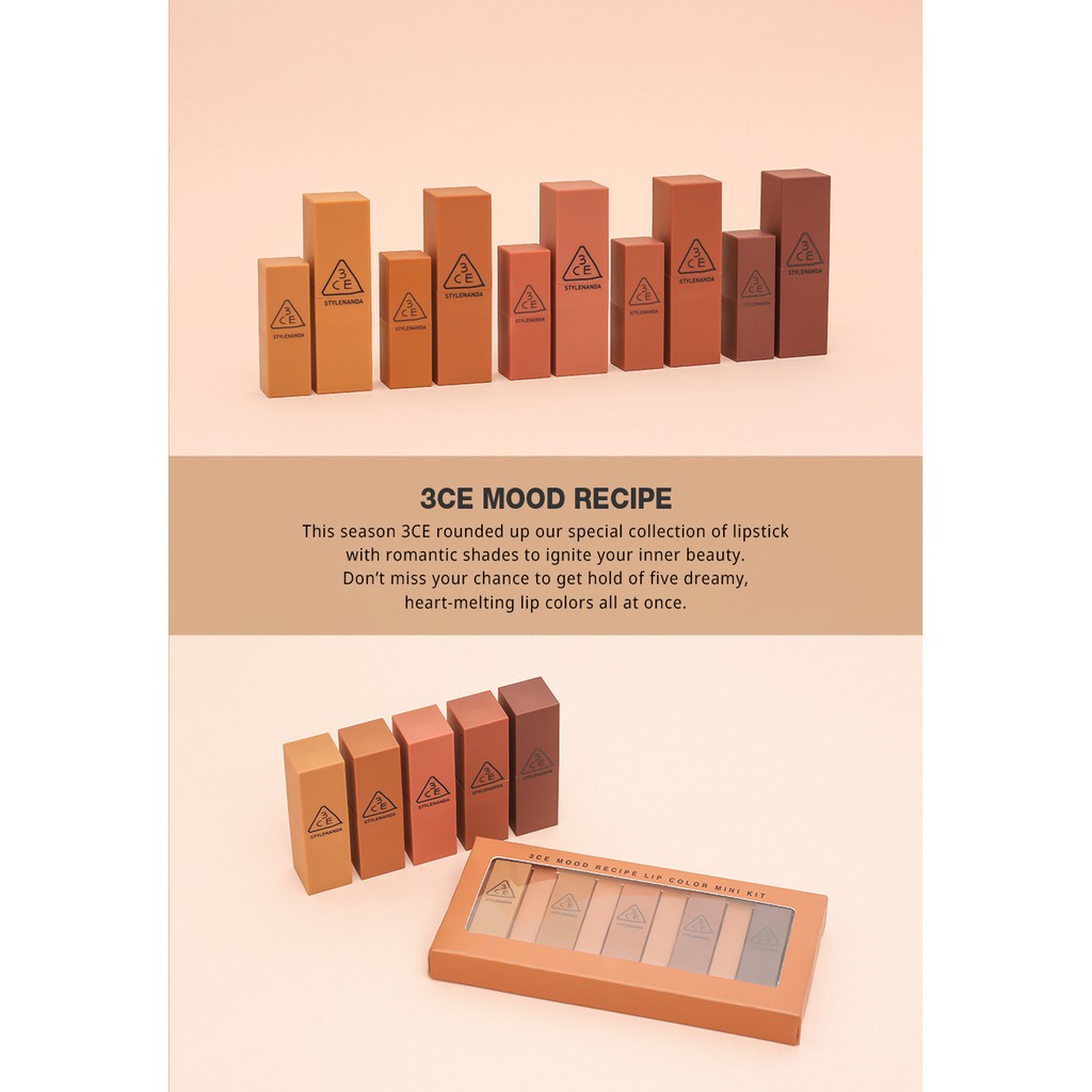 [tách set] son 3CE MOOD RECIPE LIP COLOR MINI KIT