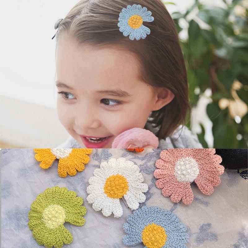 Kẹp Tóc Bb Đan Len Họa Tiết Hoa Cúc Dễ Thương Cho Bé Gái