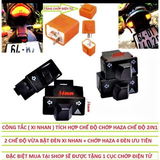 SET CÔNG TẮC XIN NHAN + HAZA 2IN1 TẶNG CỤC CHỚP ĐIỆN TỬ ĐỒ CHƠI XE MÁY