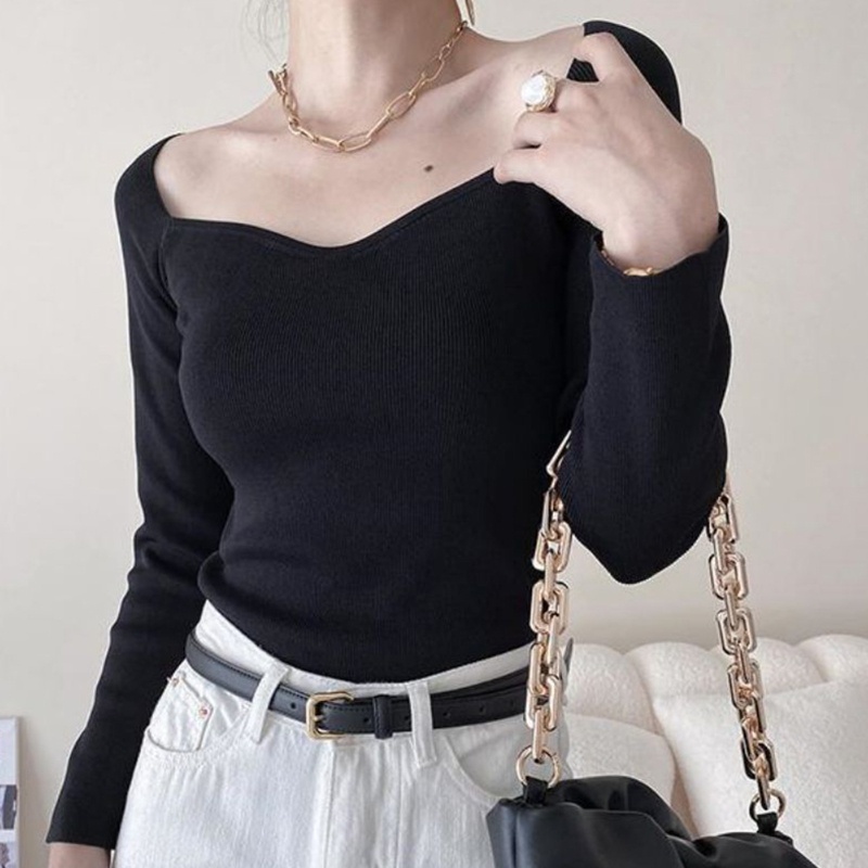 Áo Dệt Kim Nữ Tay Dài Hở Vai Thời Trang