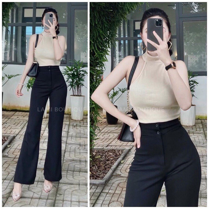 Quần ống loe cạp cao 2 cúc chất Tuyết Mưa cao cấp dáng dài, quần vải ống rộng siêu hách dáng tôn vòng 3 siêu xinh